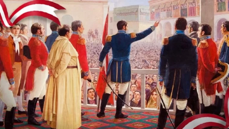 El General San Martín proclama la independencia del Perú.